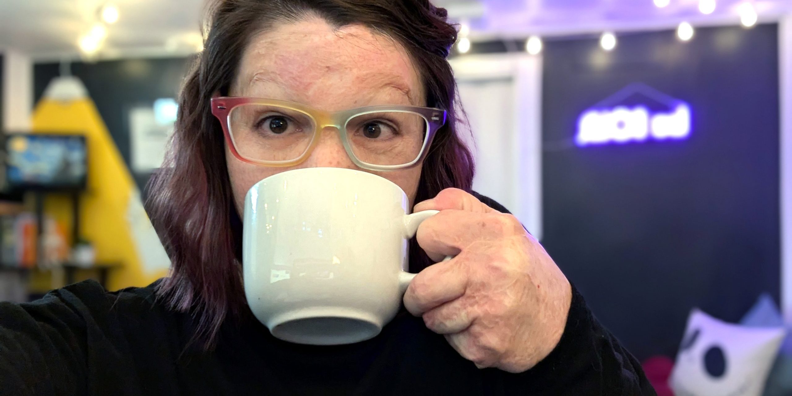 me fueling up kelli drinking coffee