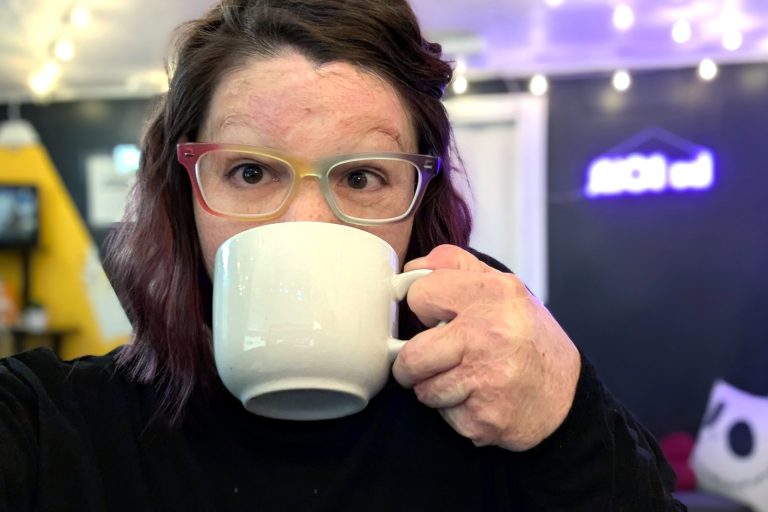 kelli drinking coffee